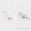 GOTHIC BAT CZ BEZEL NOSE STUD 316L SURGICAL STEEL L-SHAPE NOSE RING